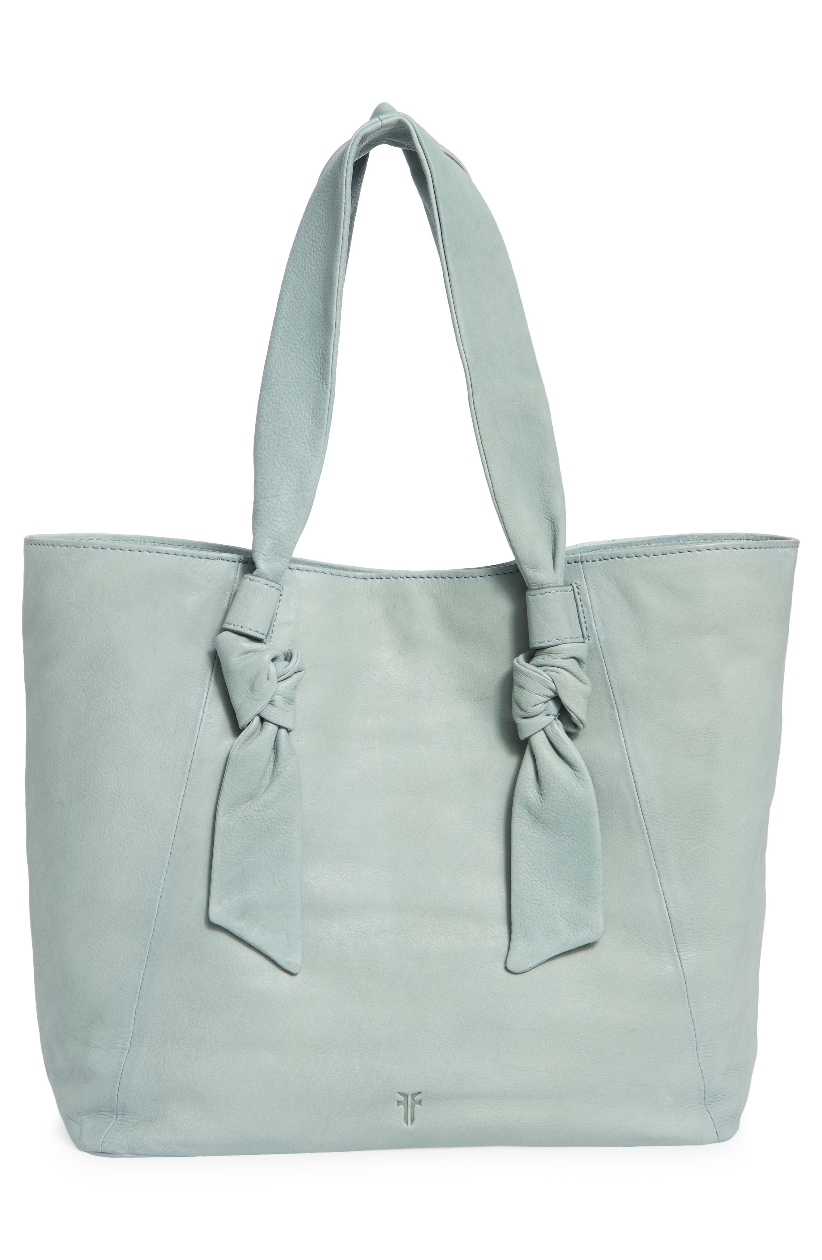 Nora Knotted Strap Leather Tote, Alternate, color, LT. SKY