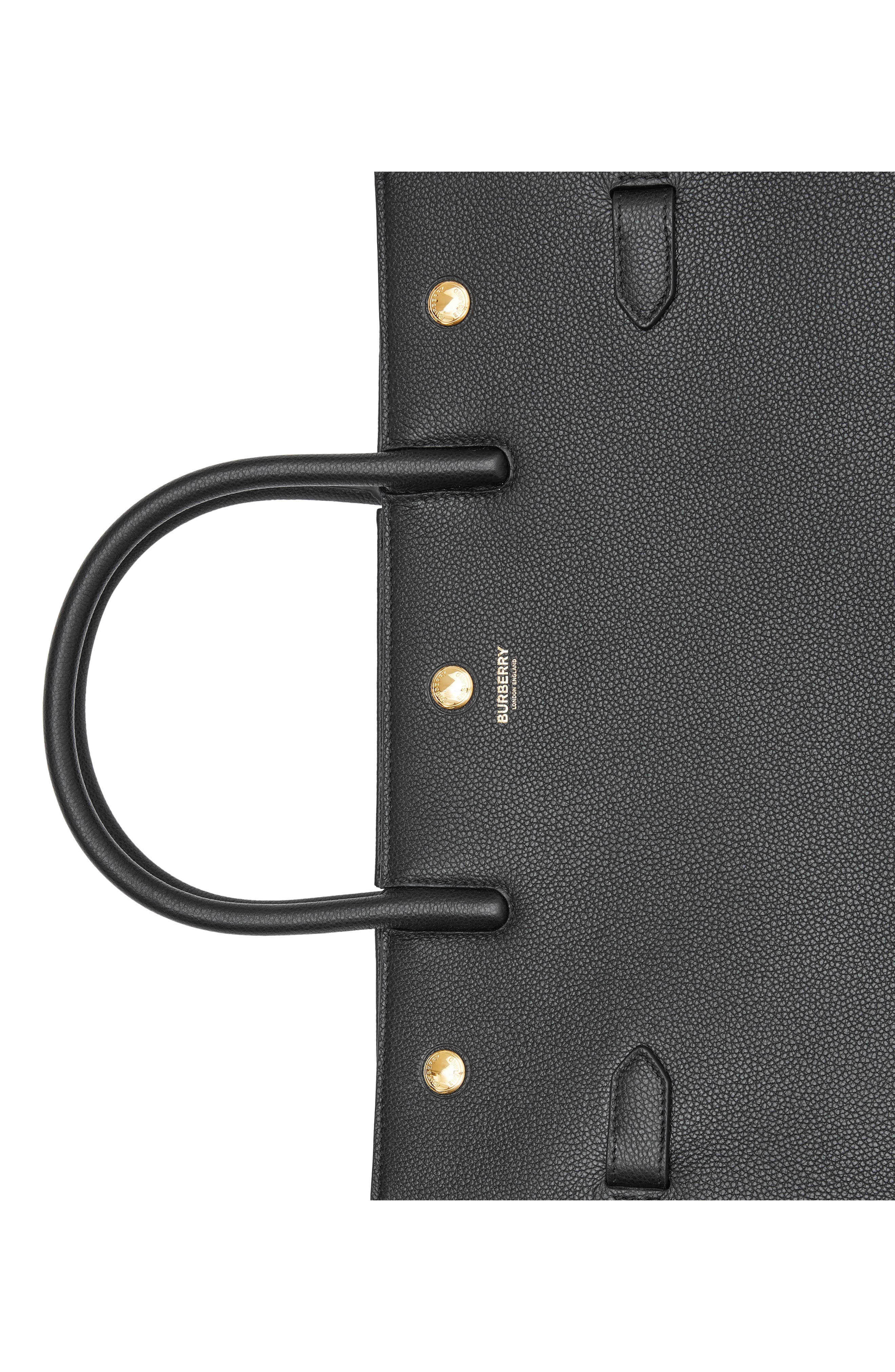 Medium Title Two-Handle Leather Bag, Alternate, color, BLACK
