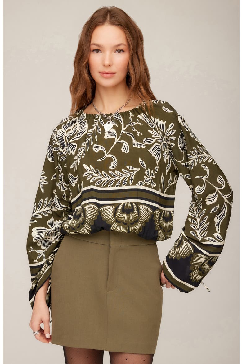 Serafina Floral Print Tie Sleeve Top, Alternate, color, PRINT