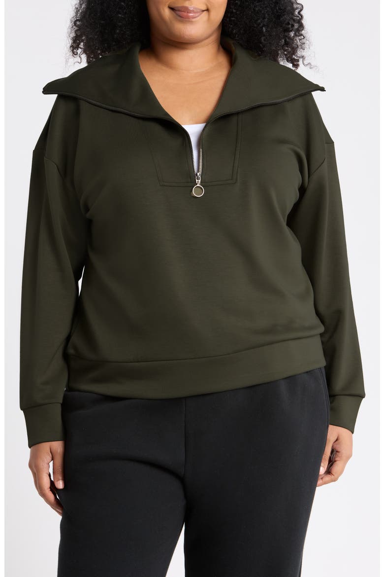 Quarter Zip Sweatshirt, Main, color, OLIVE SARMA