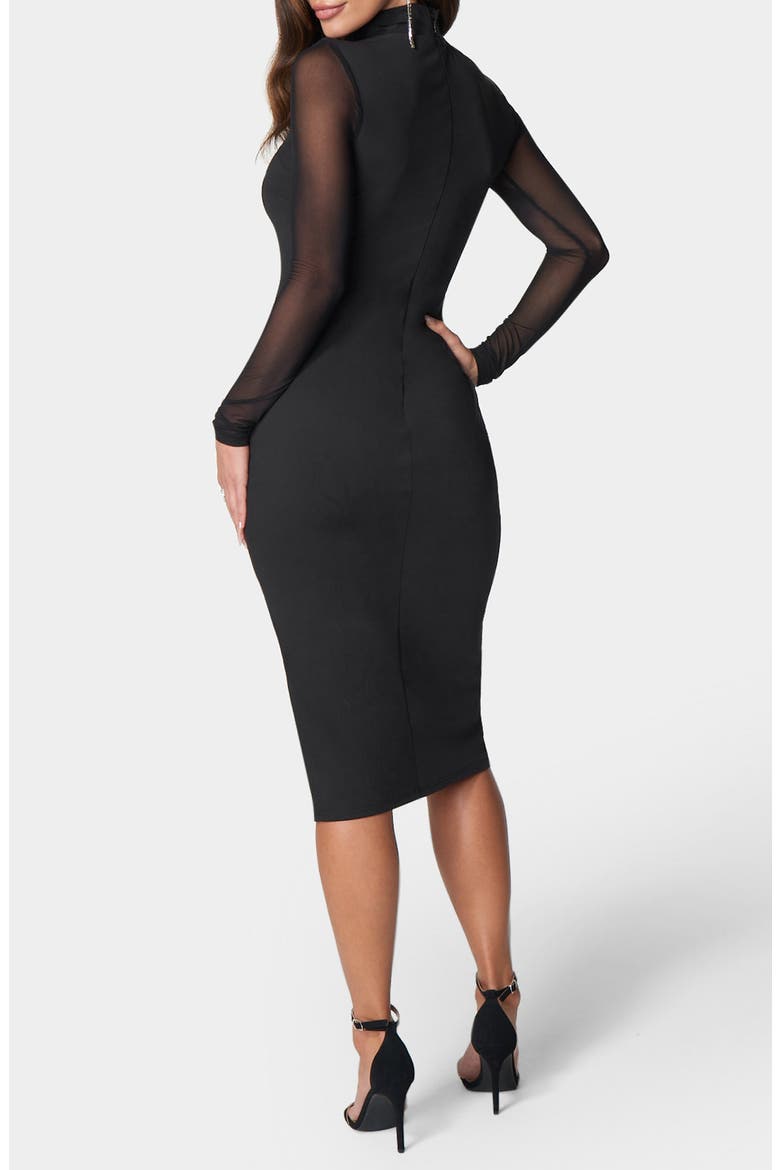 Mesh Inset Long Sleeve Knit Dress, Alternate, color, BLACK