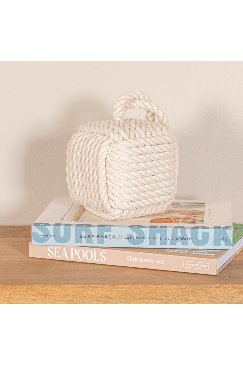 Cotton Rope Knot Door Stop, White, Alternate, color, White