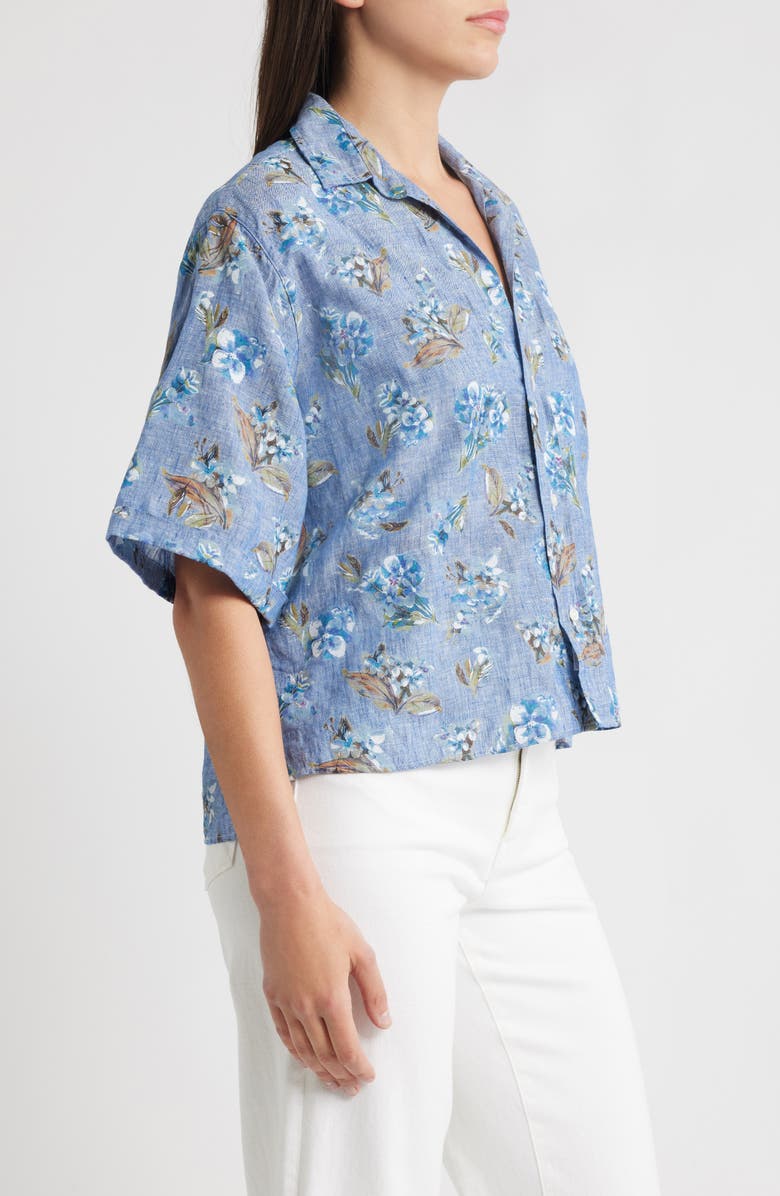 Frank & Eileen Short Sleeve Linen Button-Up Shirt, Alternate, color, Blue Flora