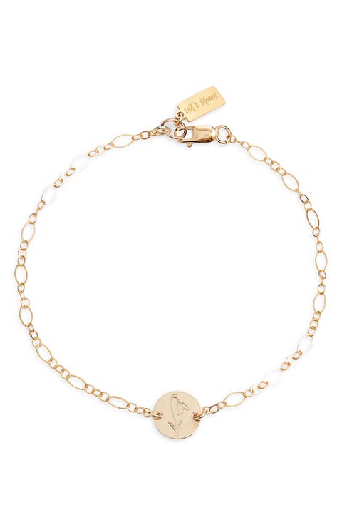 Lily Birth Flower Pendant Bracelet