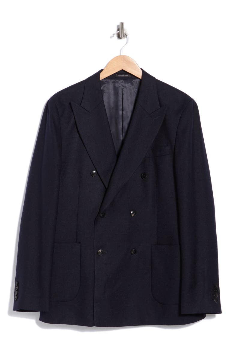 Oasis Double Breasted Wool Blend Sport Coat, Main, color, NAVY