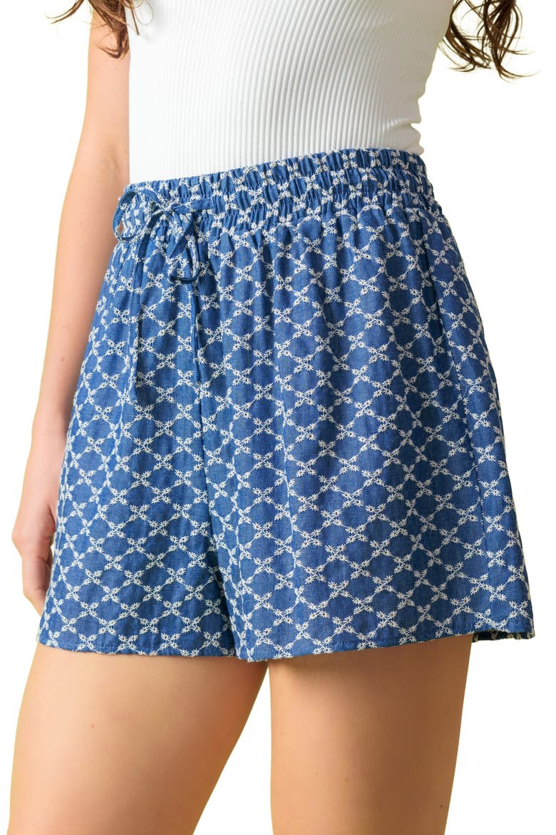 Textured Eyelet Shorts, Alternate, color, MEDIUM INDIGO