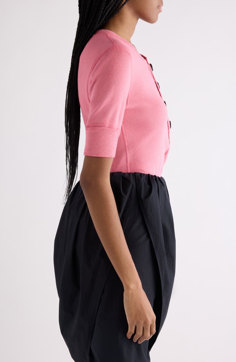 Chloé Flatlock Rib Cotton Jersey Henley, Alternate, color, Rosy Cherry