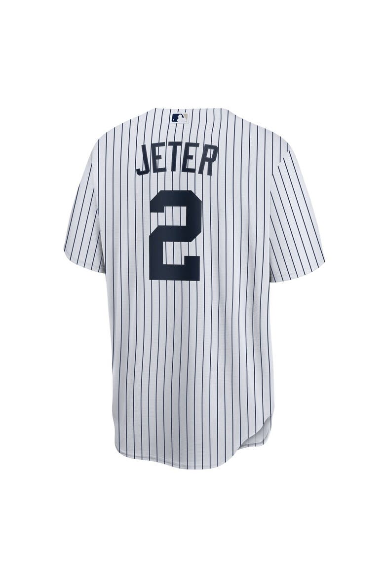 Men's Nike Derek Jeter White/Navy New York Yankees Home Replica Player Name Jersey, Alternate, color, White