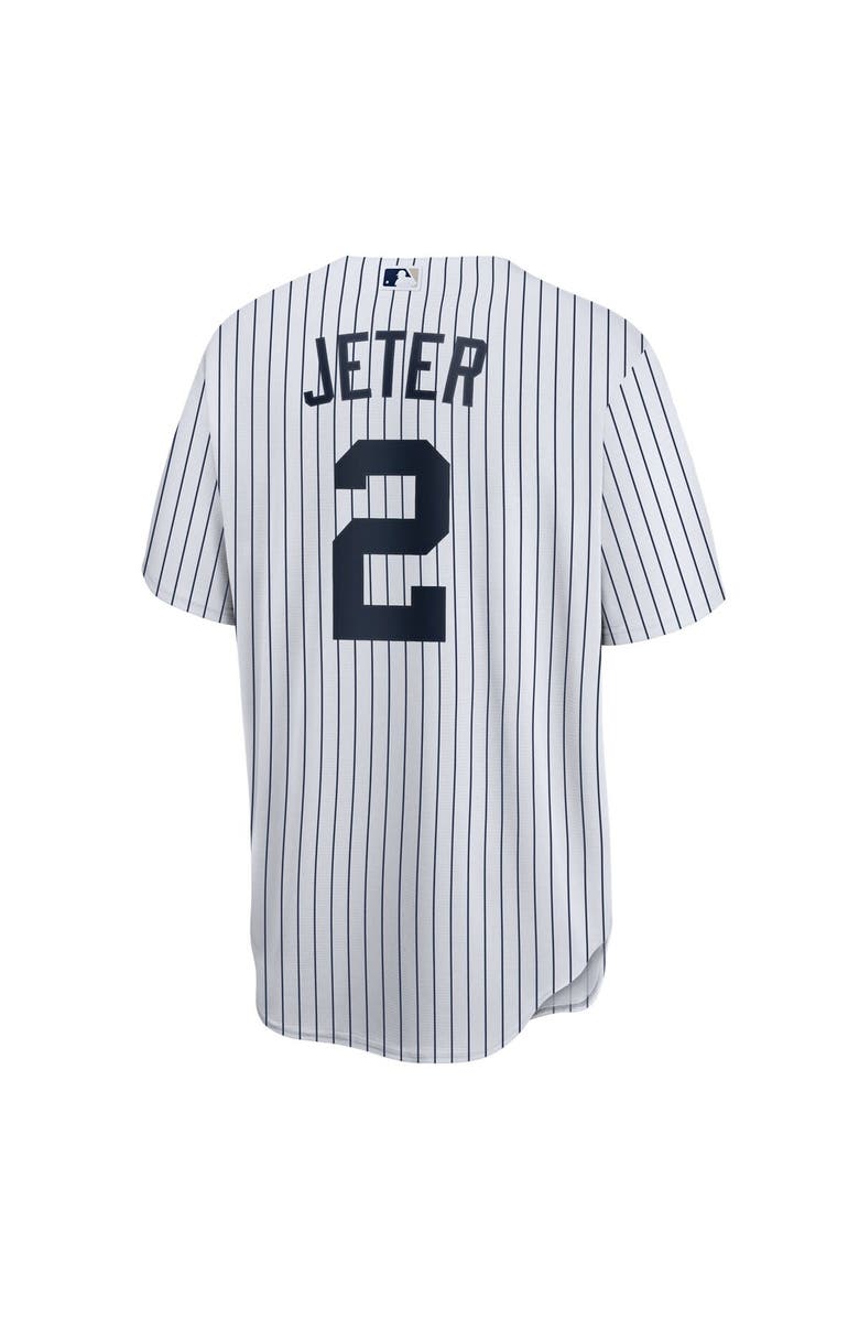 Nike Men's Nike Derek Jeter White/Navy New York Yankees Home Replica Player Name Jersey, Alternate, color, 