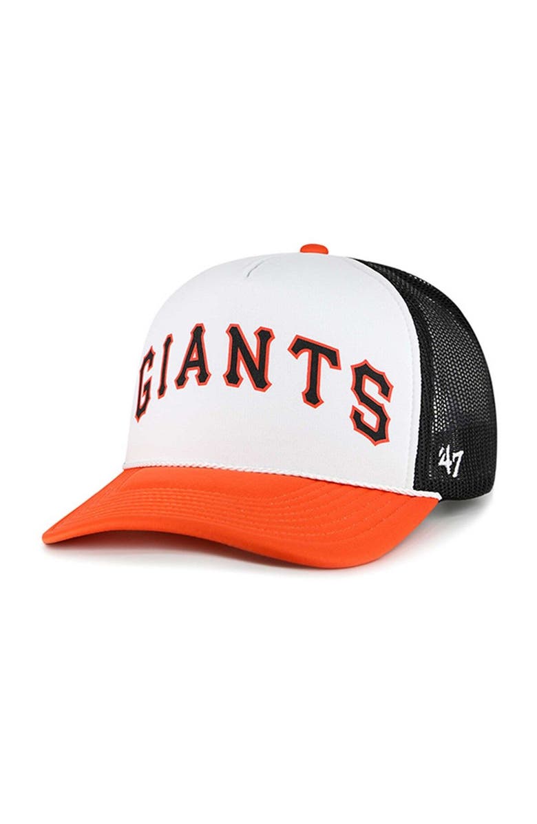 '47 Men's '47 White San Francisco Giants Foam Front Script Trucker Snapback Hat, Main, color, White