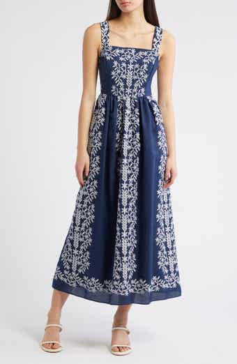 Embroidered Square Neck Dress