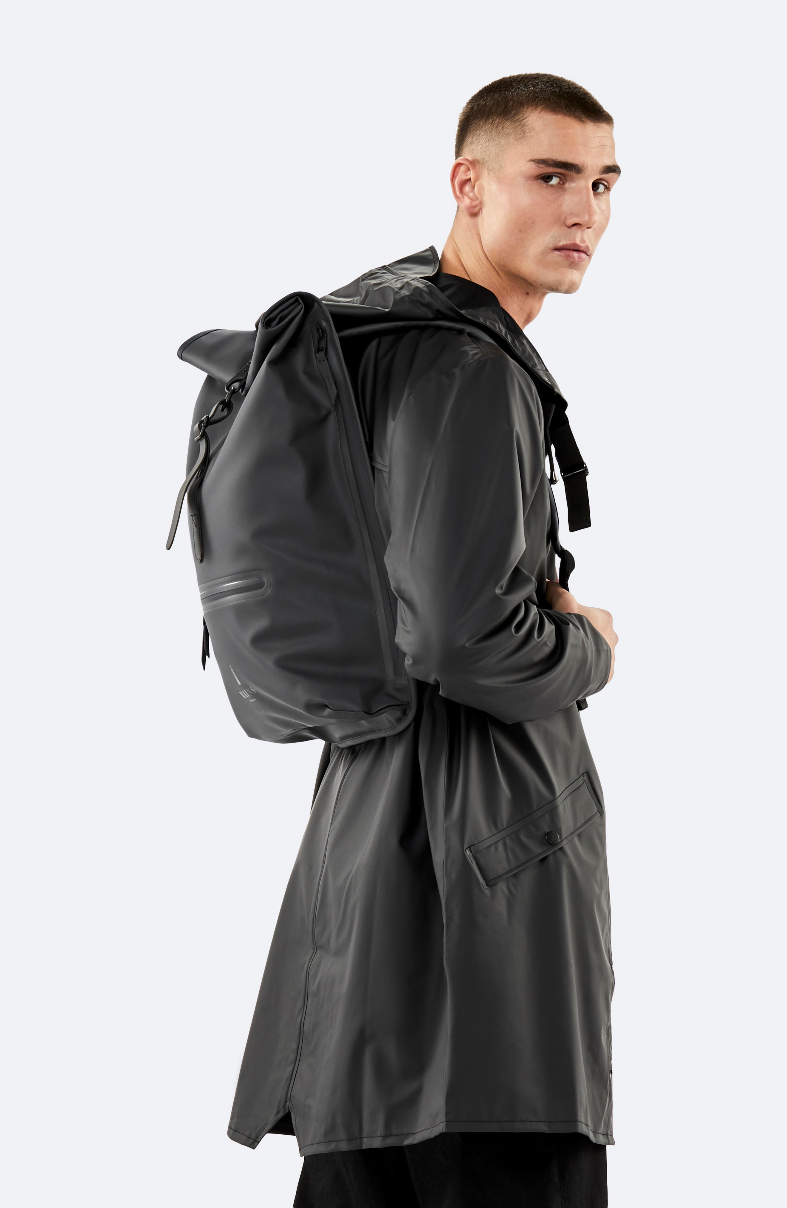 Waterproof Rolltop Backpack, Alternate, color, BLACK