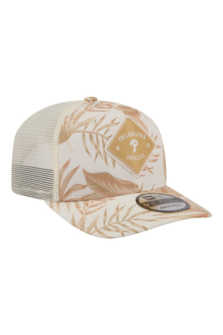Men's New Era  Tan Philadelphia Phillies Tonal Palm COOLERA 9SEVENTY Adjustable Trucker Hat, Alternate, color, Tan