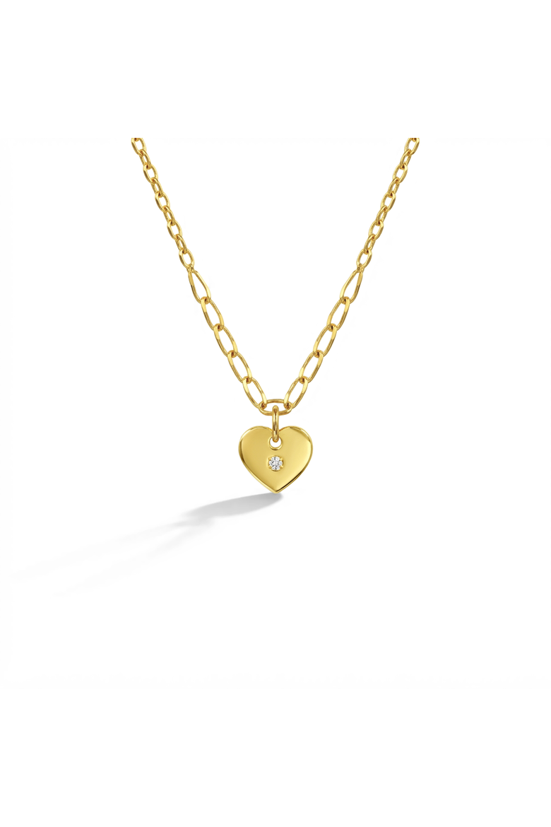 14k Heart Pendant CZ Girls Necklace, Main, color, Gold