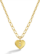 In Season Jewelry 14k Heart Pendant CZ Girls Necklace