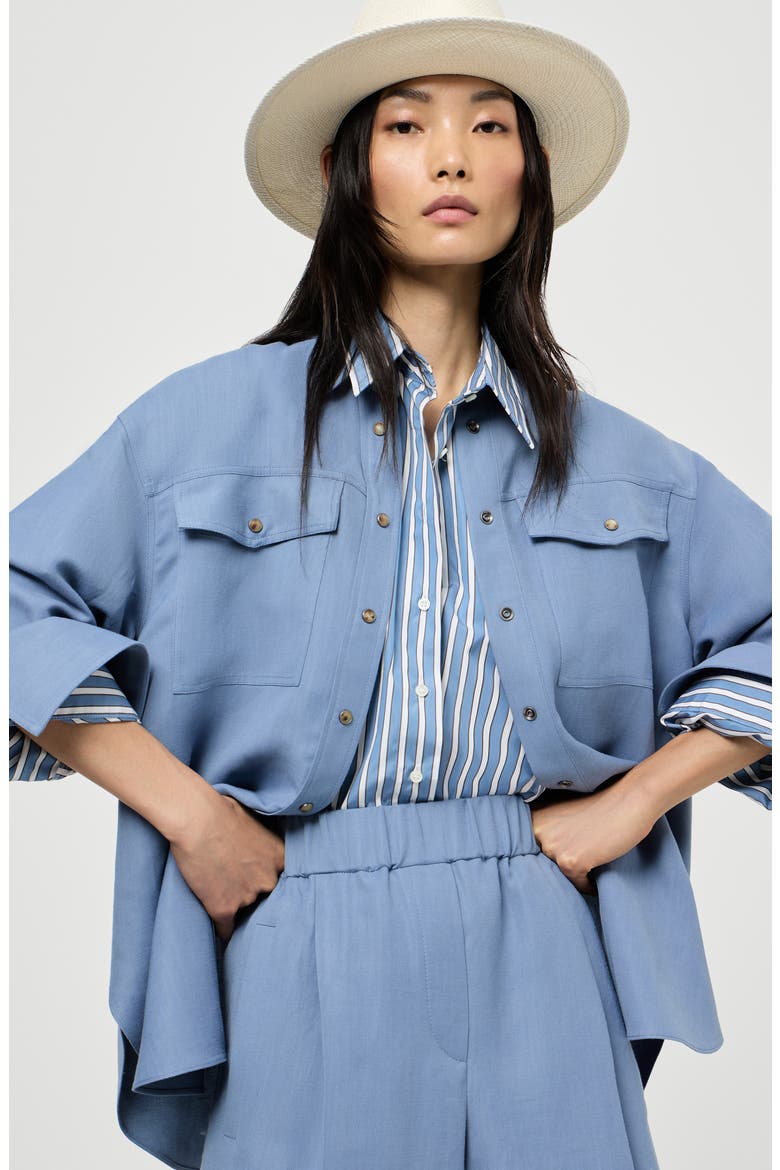 Fluid twill shirt, Alternate, color, Azure