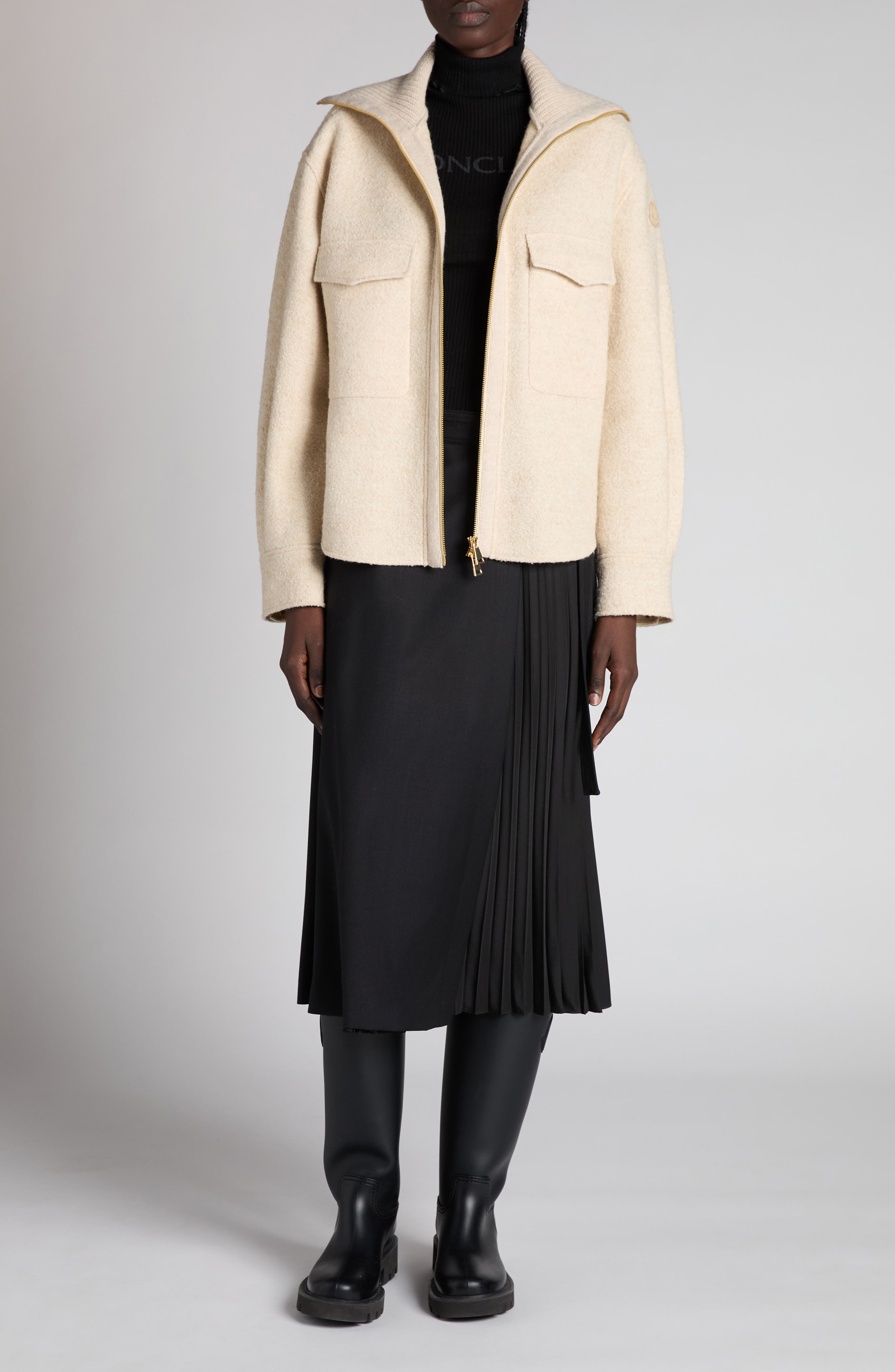 Wool Blend Boucle Shirt Jacket - image 2