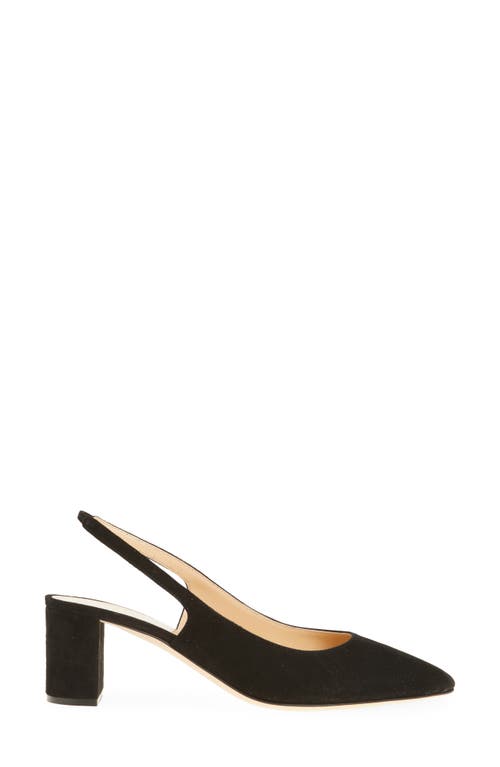 Ann Mashburn Block Heel Slingback Pump In Black Suede