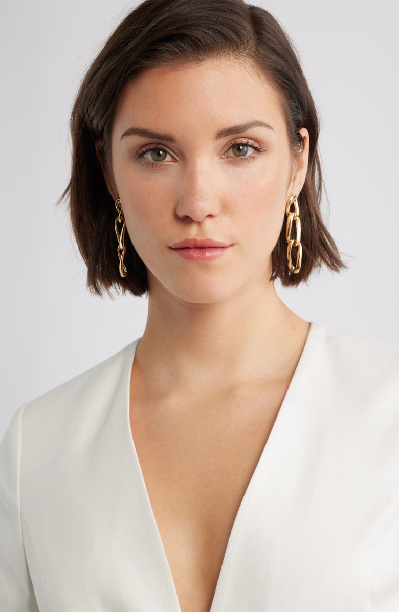 Nordstrom Curb Chain Linear Drop Earrings, Alternate, color, Gold