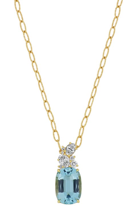 Aquamarine & Diamond Cluster Pendant Necklace (Nordstrom Exclusive)