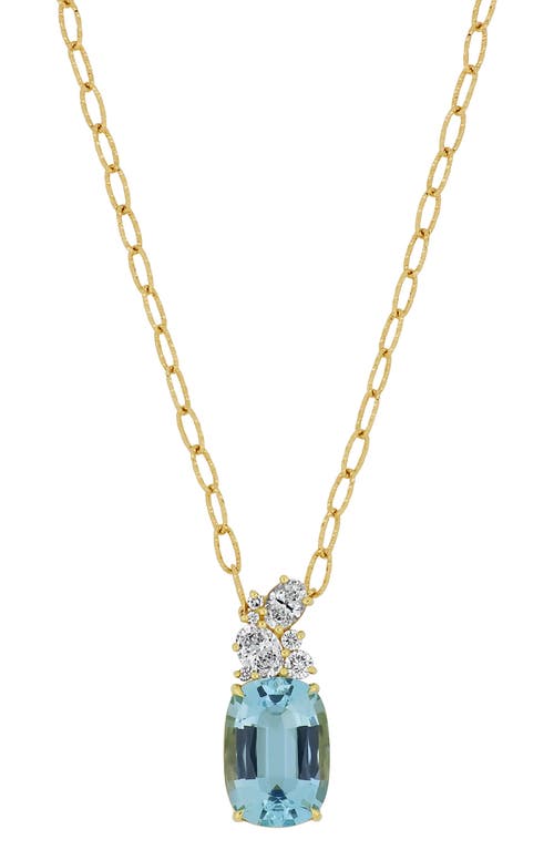 Bony Levy Aquamarine & Diamond Cluster Pendant Necklace In Blue