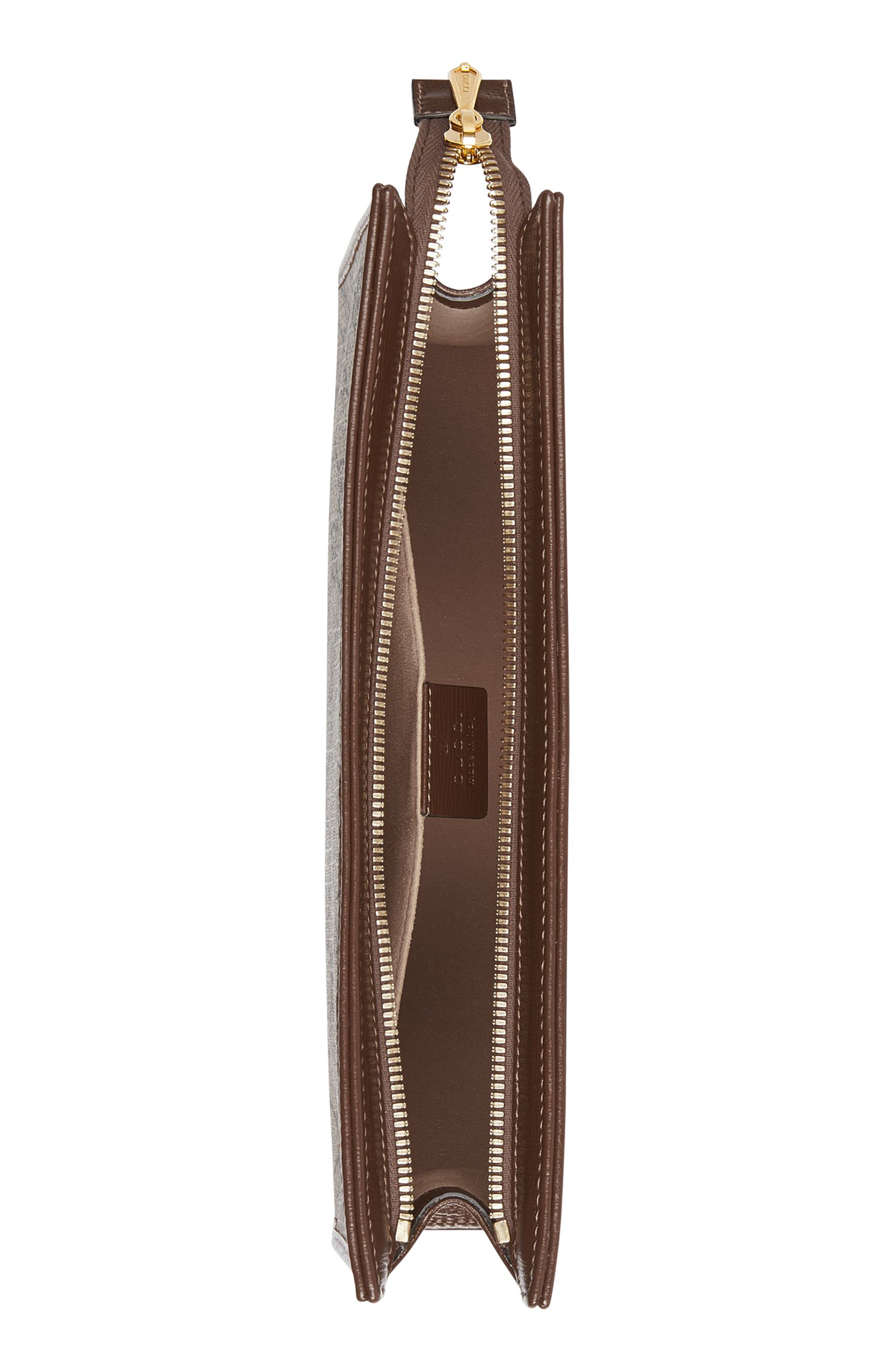 1955 Horsebit GG Supreme Canvas Pouch, Alternate, color, BEIGE EBONY/ BROWN SUGAR