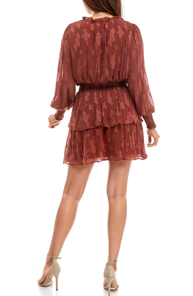 Socialite Smocked Tiered Ruffle Long Sleeve Minidress, Alternate, color,