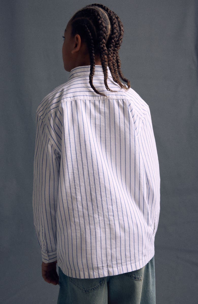 NEXT Kids' Stripe Cotton Oxford Button-Up Shirt, Alternate, color, Blue