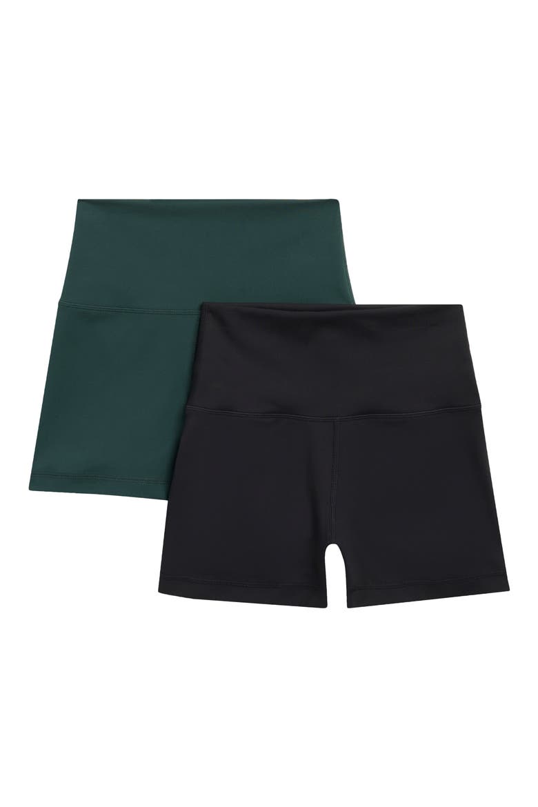 2-Pack Lux Everyday Elastic-Free High Waist Bike Shorts, Main, color, PINE GROVE/BLACK