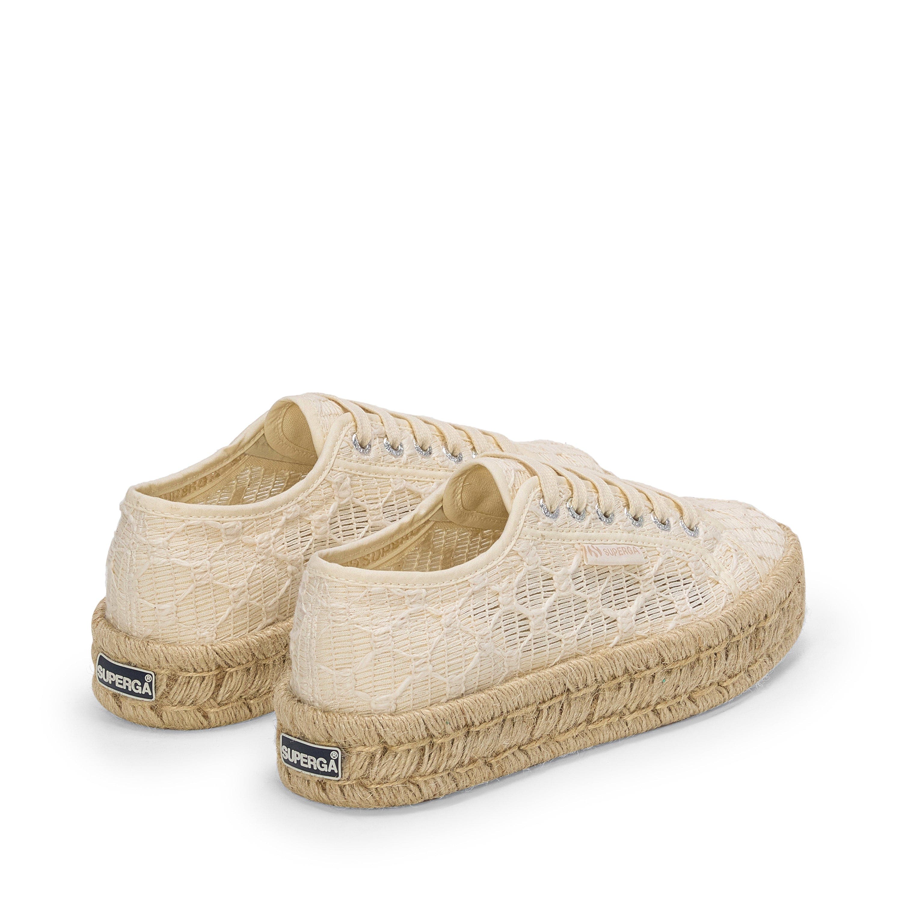 Superga 2740 Platform Crochet Rope, Alternate, color, White Avorio Natural