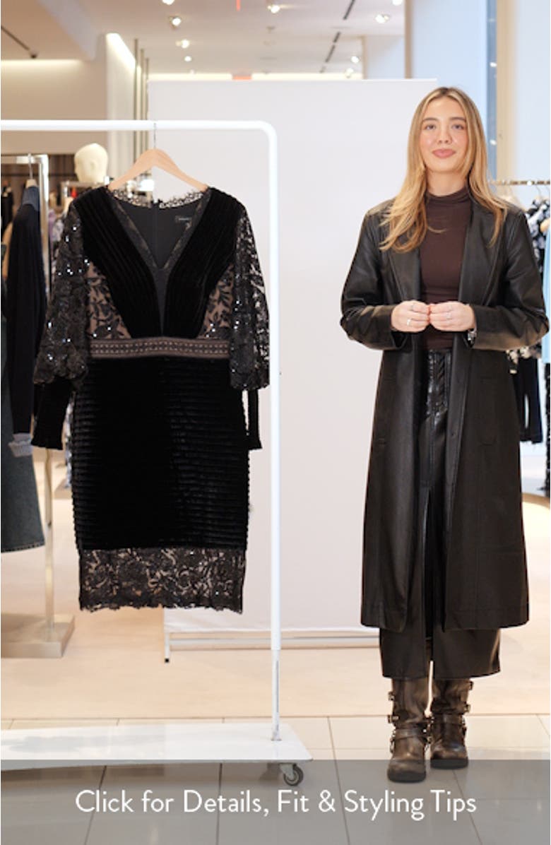 Pleated Long Sleeve Velvet Cocktail Dress, sales video thumbnail
