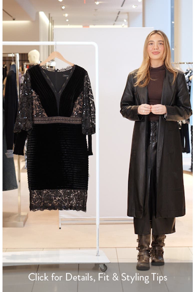 Pleated Long Sleeve Velvet Cocktail Dress video
