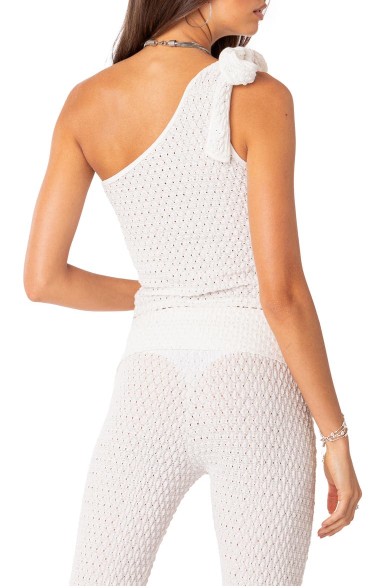 Amalia Textured Knit One-Shoulder Top, Alternate, color, WHITE