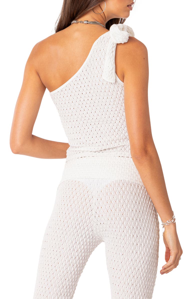 EDIKTED Amalia Textured Knit One-Shoulder Top, Alternate, color, White