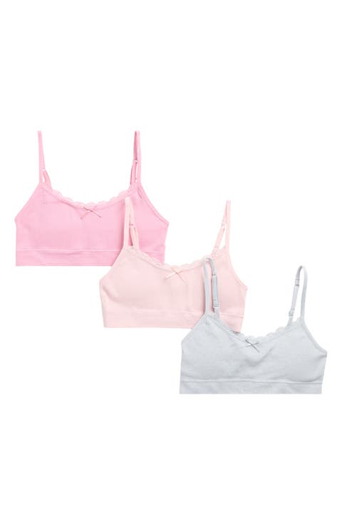 Kids' 3-Pack Assorted Seamless Ribbed Bralettes (Little Kid & Big Kid)