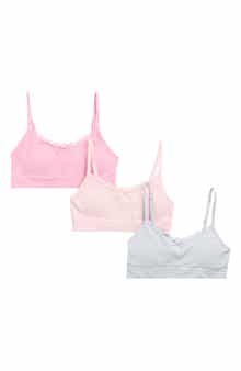 Laura Ashley Kids' 3-Pack Assorted Seamless Ribbed Bralettes