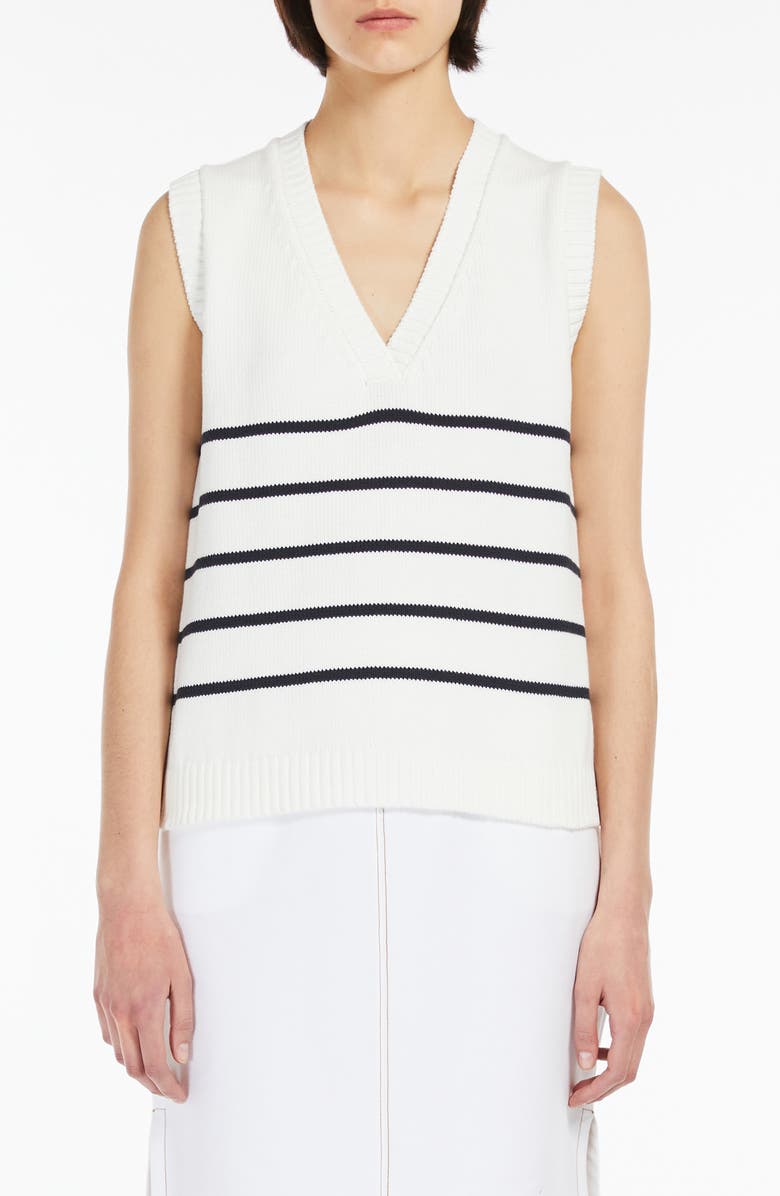MM by Max Mara Scafati Stripe Sweater Vest, Main, color, White