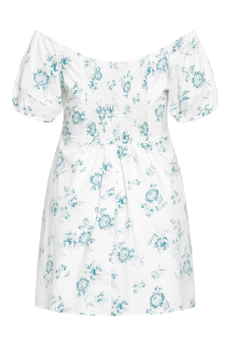 Martine Floral Off the Shoulder Stretch Cotton Minidress, Alternate, color, ETCHED BUD