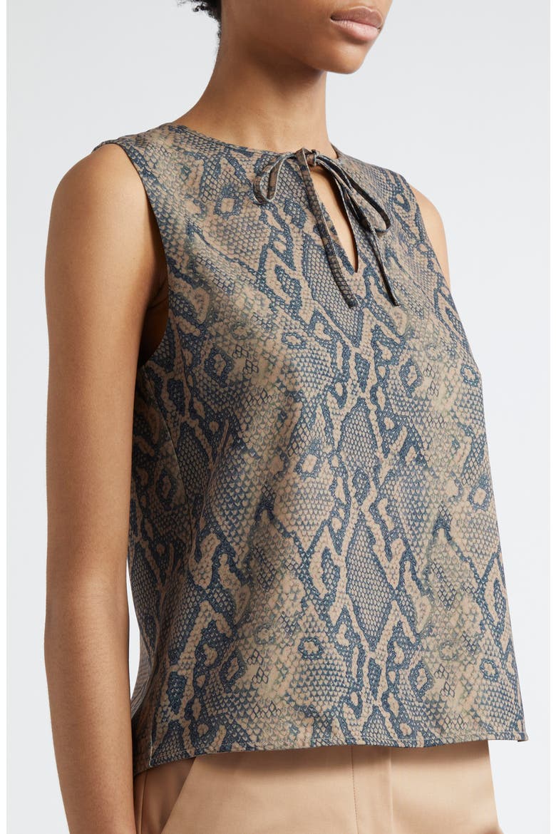 Snakeskin Print Tie Neck Sleeveless Top, Alternate, color, MULTI