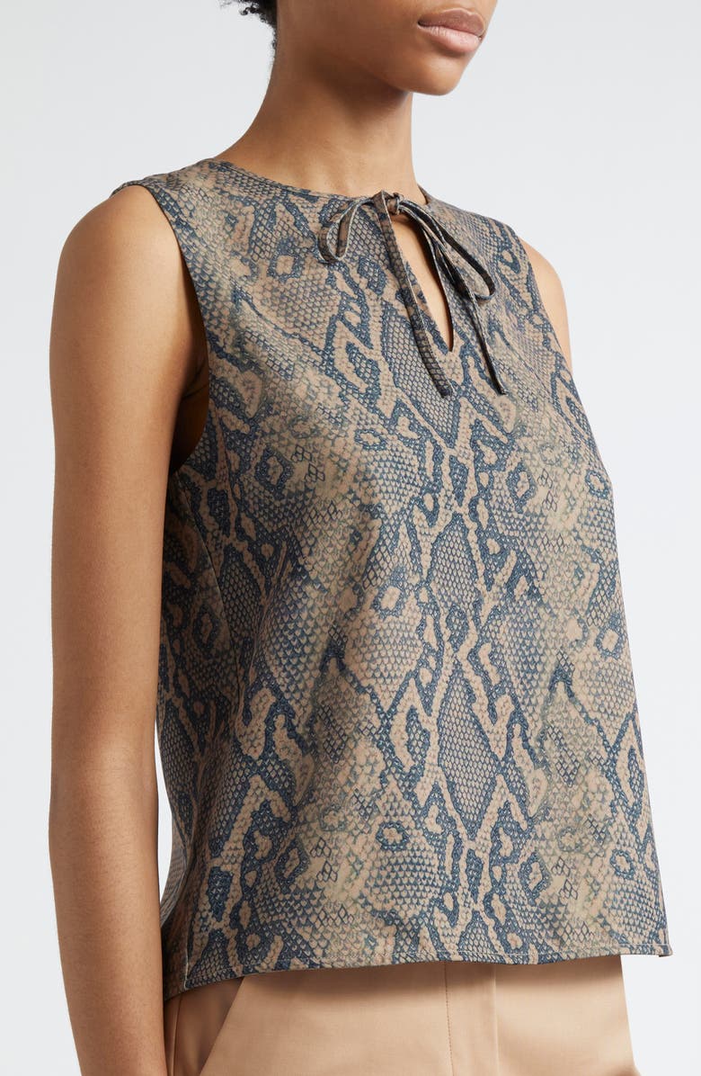 Emporio Armani Snakeskin Print Tie Neck Sleeveless Top, Alternate, color, Multi