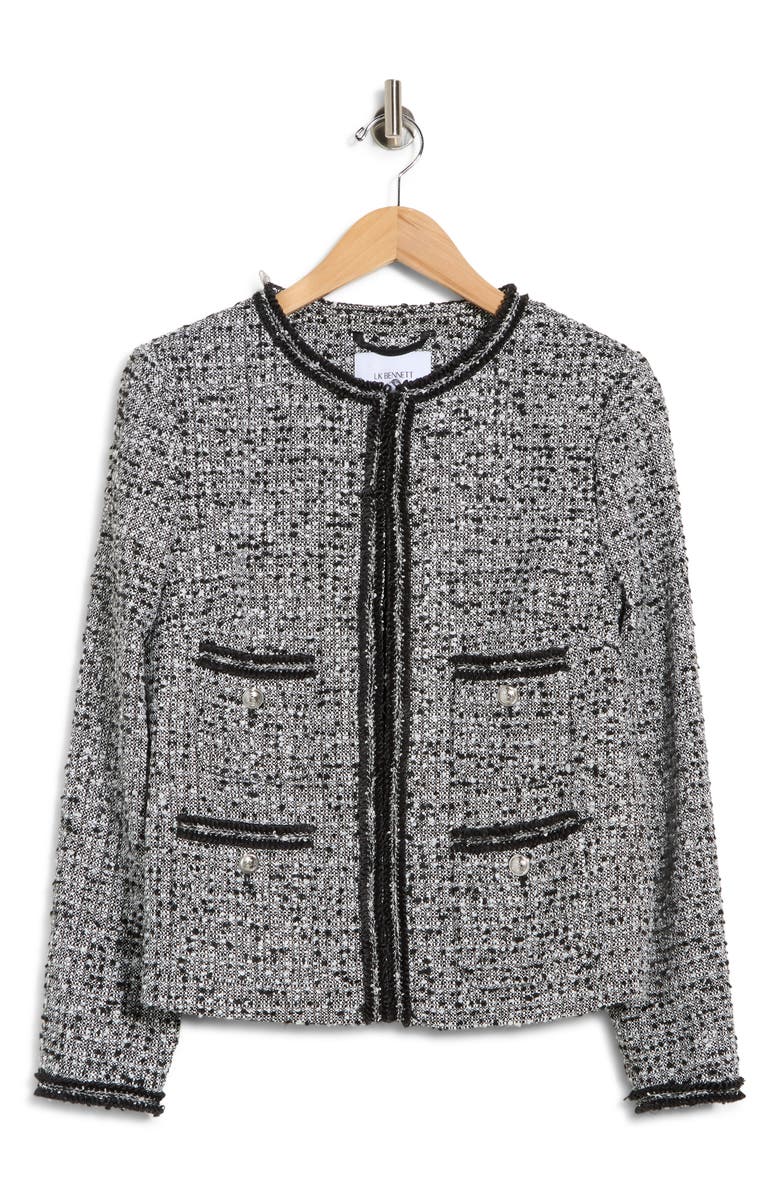 LK Bennett Charlie Tweed Jacket, Alternate, color, Multi-Black/ Cream