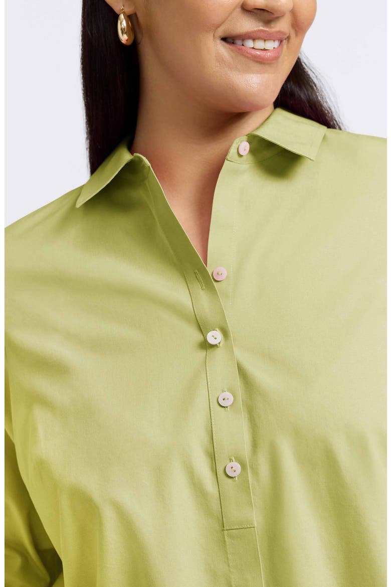 Madison Non-Iron Three-Quarter Sleeve Cotton Button-Up Shirt, Alternate, color, PISTACHIO