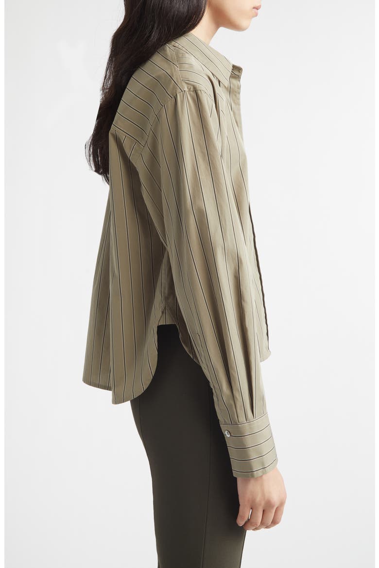 Stripe Crop Poplin Shirt, Alternate, color, ARTICHOKE/ DARK THYME