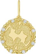 Lionheart 14K Gold Gemini Diamond Bead Zodiac Medallion