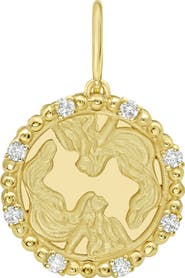 Lionheart 14K Gold Gemini Diamond Bead Zodiac Medallion