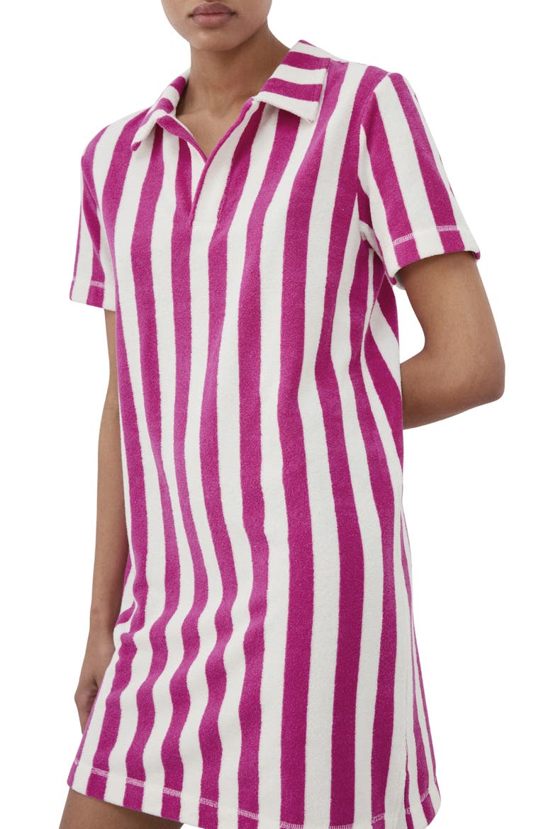 Stripe Terry Nightgown, Alternate, color, FUCHSIA