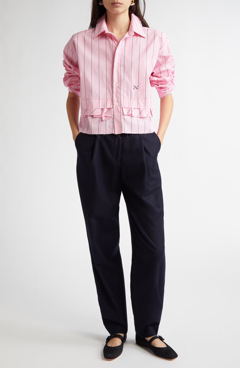 NACKIYÈ Stripe Crop Button-Up Shirt, Alternate, color, 