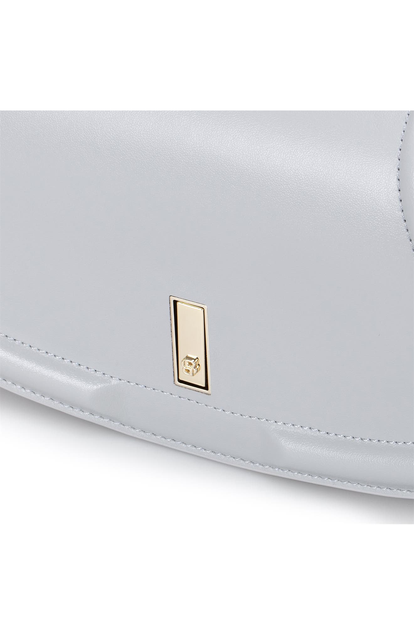 BOSS Medium Ariell Leather Shoulder Bag, Alternate, color, Light Grey