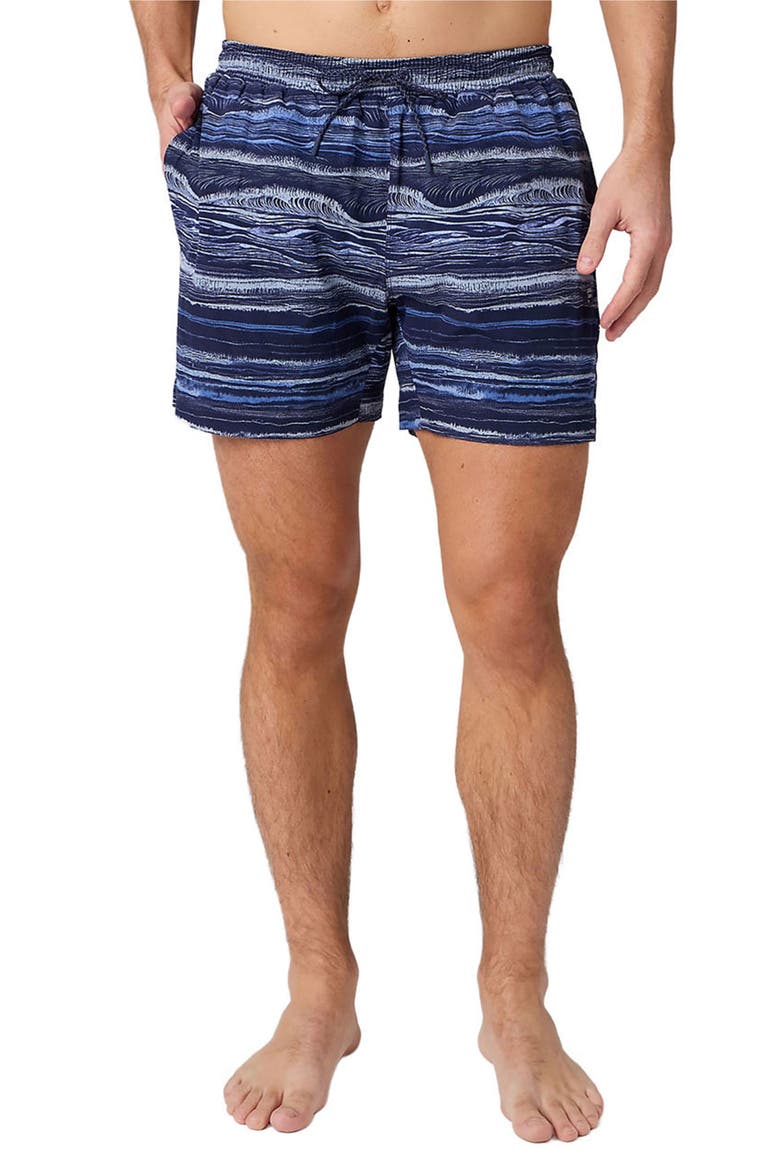 Men's The Swim Trunk 5in, Alternate, color, Deep Navy Breaking Waves