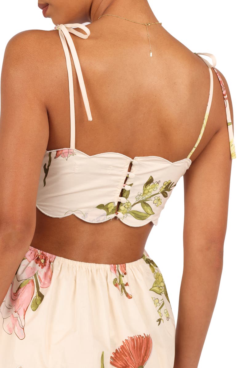 Petal & Pup Adelaide Scallop Cutout Tie Strap Maxi Dress, Alternate, color, Native Flora